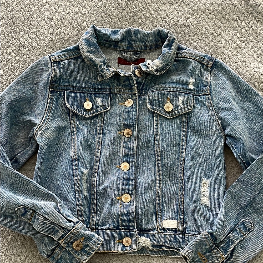 7FAM Distressed Blue Denim Jacket